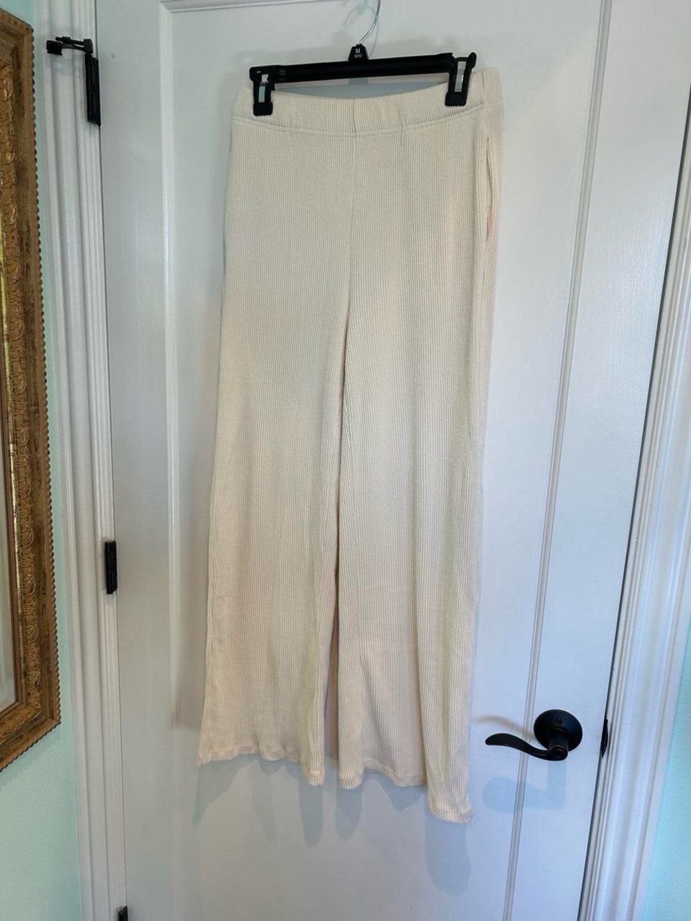 Cream Wide-Leg Knit Pants - Women